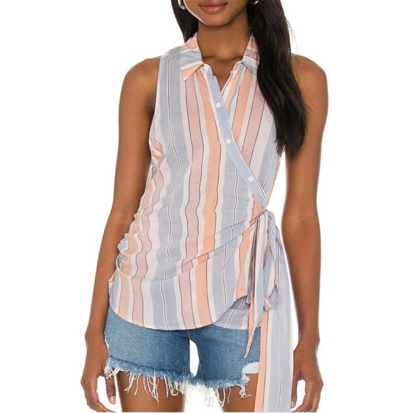 Free People Mackenzie Striped Wrap Top  Size Med - Picture 3 of 7